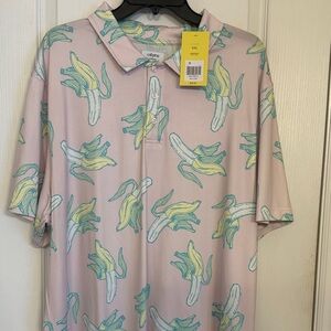 Cabana by Crown & Ivy Pastel Banana Print Polo Shirt